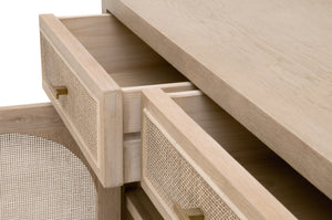 Essentials for Living Bella Antique Cane Media Cabinet 8089.SGRY-OAK/CN