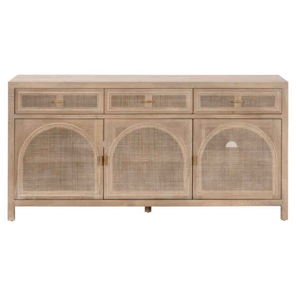 Essentials for Living Bella Antique Cane Media Sideboard 8087.SGRY-OAK/CN