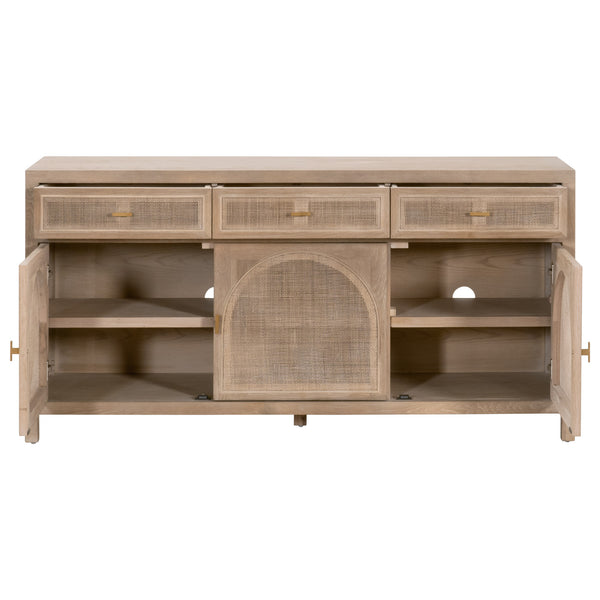 Essentials for Living Bella Antique Cane Media Sideboard 8087.SGRY-OAK/CN