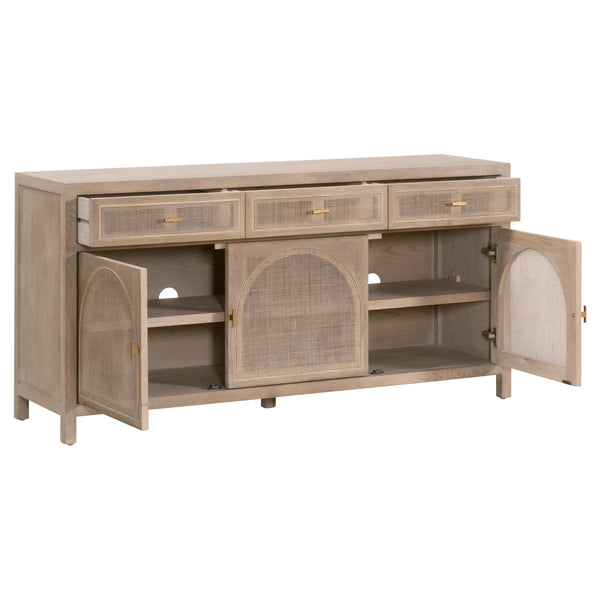 Essentials for Living Bella Antique Cane Media Sideboard 8087.SGRY-OAK/CN