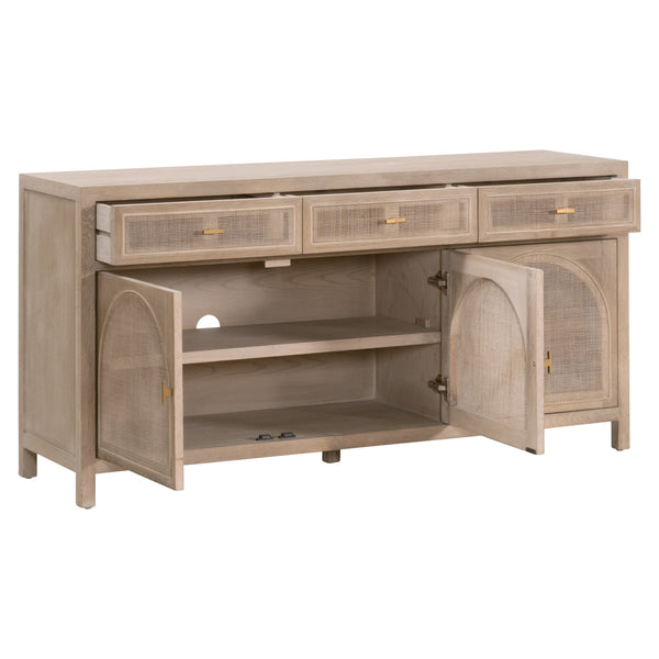 Essentials for Living Bella Antique Cane Media Sideboard 8087.SGRY-OAK/CN