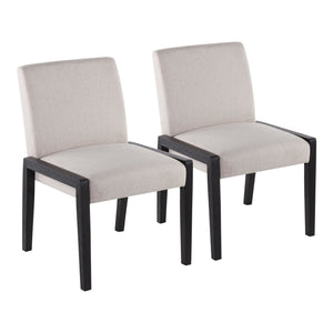 Carmen Contemporary Chair in Black Wood and Beige Fabric by LumiSource - Set of 2