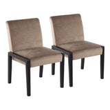 Carmen Contemporary Chair in Black Wood and Crushed Light Brown Velvet by LumiSource - Set of 2
