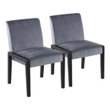 Carmen Contemporary Chair in Black Wood and Crushed Blue Velvet by LumiSource - Set of 2