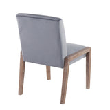 Carmen Contemporary Chair in White Washed Wood and Crushed Blue Velvet by LumiSource - Set of 2