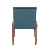 Carmen Contemporary Chair in White Washed Wood and Crushed Teal Velvet by LumiSource - Set of 2
