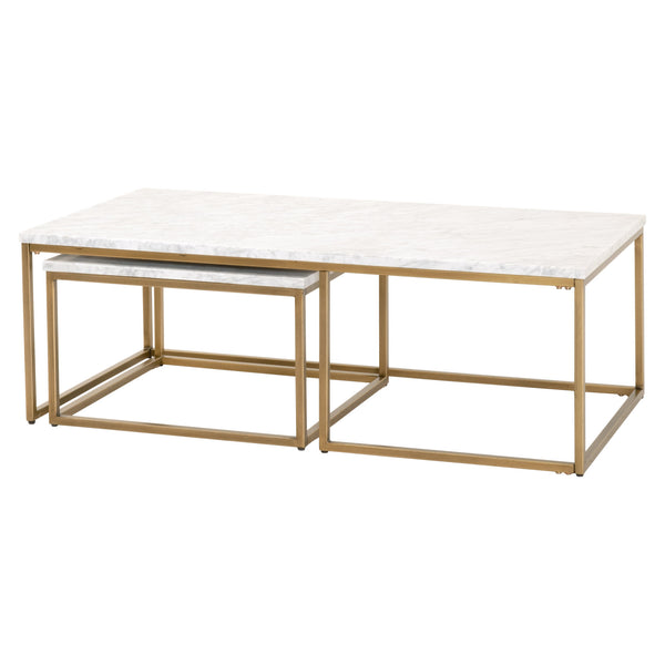 Essentials for Living Traditions Carrera Nesting Coffee Table 6100.BGLD/WHT