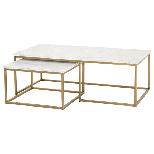 Essentials for Living Traditions Carrera Nesting Coffee Table 6100.BGLD/WHT
