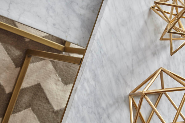 Essentials for Living Traditions Carrera Nesting Coffee Table 6100.BGLD/WHT