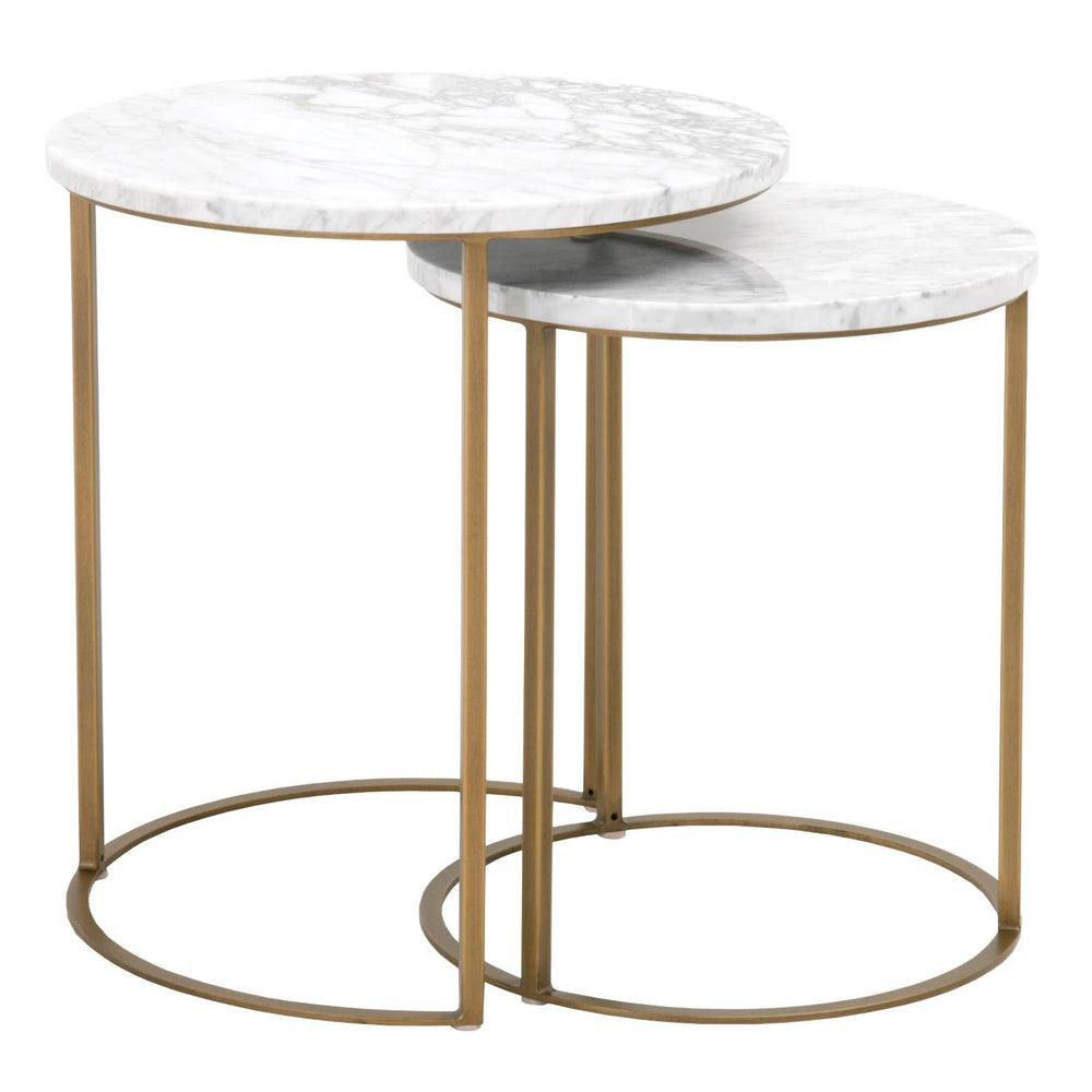 Essentials for Living Traditions Carrera Round Nesting Accent Table 6105.BGLD/WHT