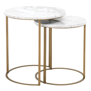 Essentials for Living Traditions Carrera Round Nesting Accent Table 6105.BGLD/WHT