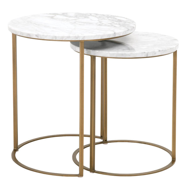 Essentials for Living Traditions Carrera Round Nesting Accent Table 6105.BGLD/WHT
