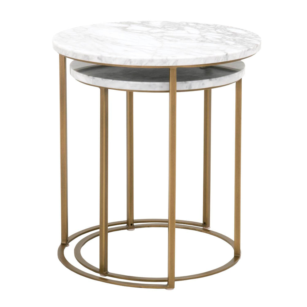 Essentials for Living Traditions Carrera Round Nesting Accent Table 6105.BGLD/WHT