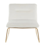 Casper Contemporary Accent Chair in Gold Metal and Cream Velvet by LumiSource