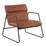 Casper Industrial Arm Chair in Black Steel and Camel Faux Leather by LumiSource