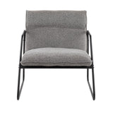 Casper Industrial Arm Chair in Black Steel and Grey Noise Fabric by LumiSource
