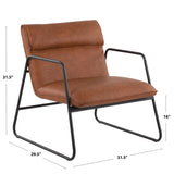 Casper Industrial Arm Chair in Black Steel and Camel Faux Leather by LumiSource