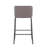 Casper Fixed-Height Contemporary Counter Stool in Black Metal and Grey Faux Leather by LumiSource - Set of 2