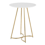 Cece Canary Contemporary/Glam Counter Table in Gold Steel and White Wood by LumiSource