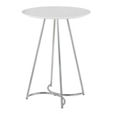 Cece Canary Contemporary/Glam Counter Table in Chrome Steel and White Wood by LumiSource