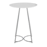 Cece Canary Contemporary/Glam Counter Table in Chrome Steel and White Wood by LumiSource