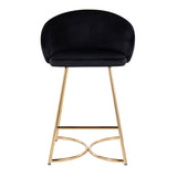 Cece Contemporary/Glam Counter Stool in Gold Steel and Black Velvet by LumiSource - Set of 2