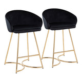 Cece Contemporary/Glam Counter Stool in Gold Steel and Black Velvet by LumiSource - Set of 2
