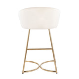 Cece Contemporary/Glam Counter Stool in Gold Steel and Cream Velvet by LumiSource - Set of 2