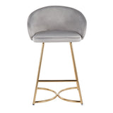 Cece Contemporary/Glam Counter Stool in Gold Steel and Silver Velvet by LumiSource - Set of 2