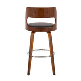 Cecina Mid-Century Modern Barstool with Swivel in Walnut and Brown Faux Leather by LumiSource - Set of 2