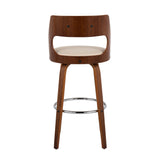 Cecina Mid-Century Modern Barstool with Swivel in Walnut and Cream Faux Leather by LumiSource - Set of 2