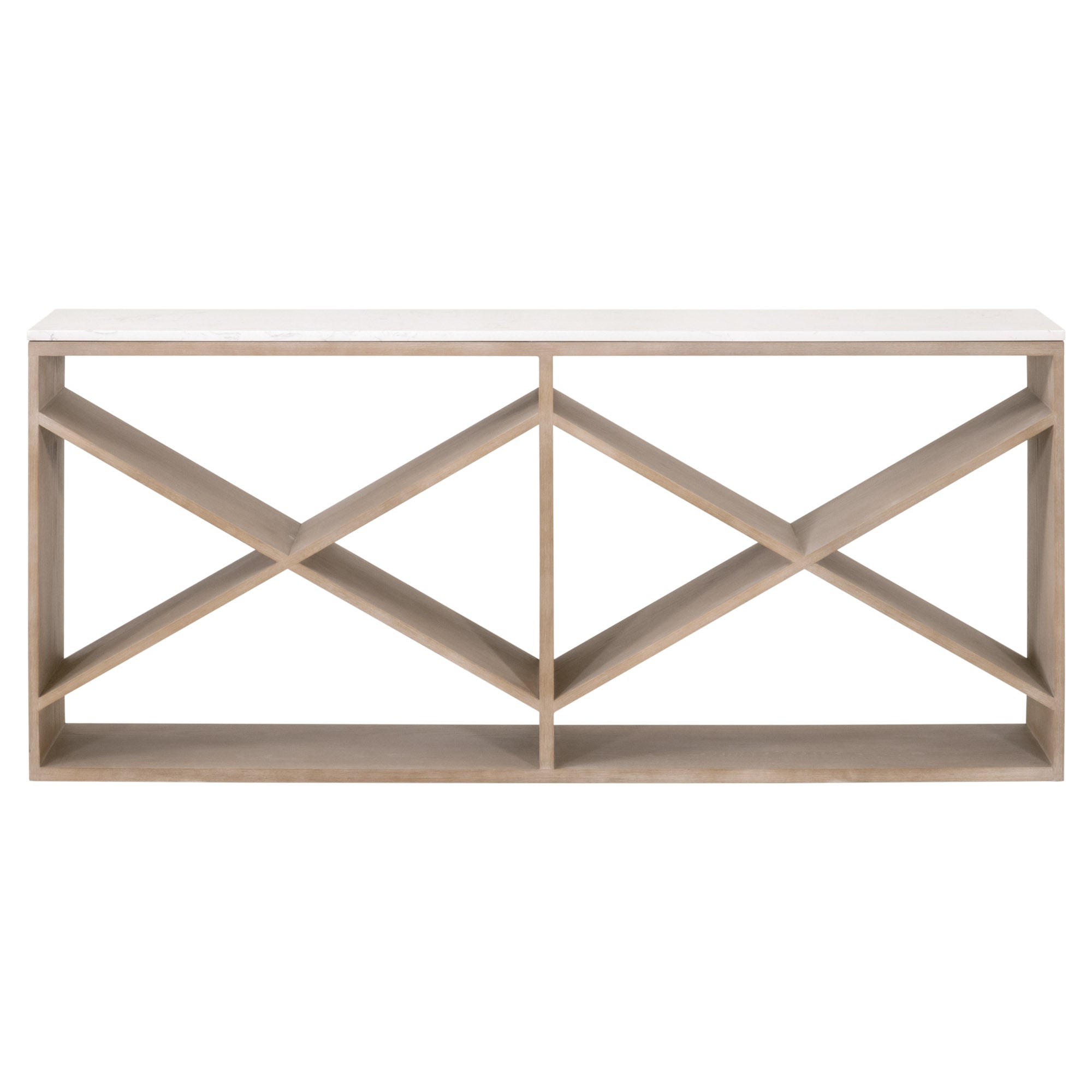 Bella Antique Cellar Console Table - Stunning White Quartz Top with Re