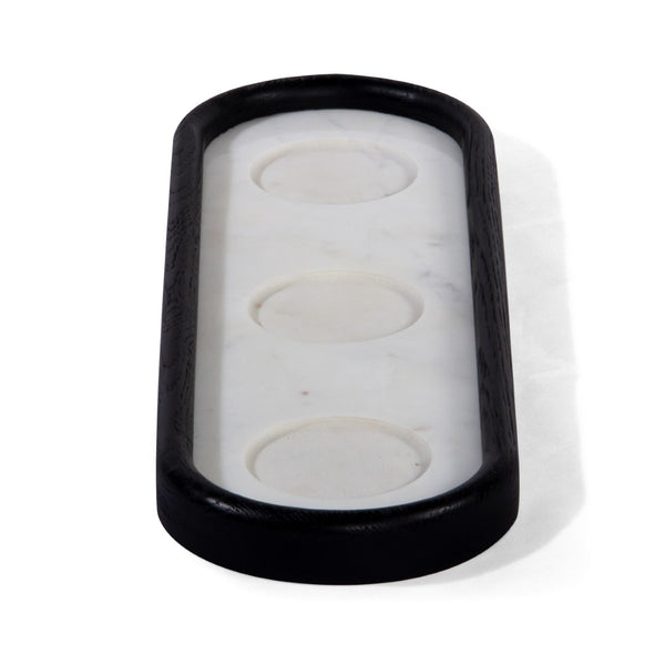 Union Home Ceylon Candle Holder Charcoal Oil Finish FSC Certified Oak Wood, Marble