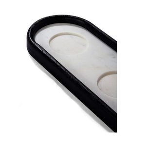 Union Home Ceylon Candle Holder Charcoal Oil Finish FSC Certified Oak Wood, Marble