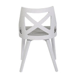 Charlotte Farmhouse Chair in White Textured Wood and Light Grey Fabric by LumiSource - Set of 2