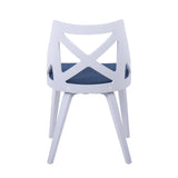 Charlotte Farmhouse Chair in White Textured Wood and Blue Fabric by LumiSource - Set of 2