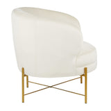 Chloe Contemporary Accent Chair in Gold Metal and Cream Velvet by LumiSource