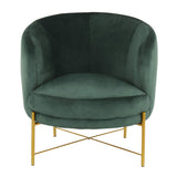 Chloe Contemporary Accent Chair in Gold Metal and Emerald Green Velvet by LumiSource