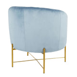 Chloe Contemporary Accent Chair in Gold Metal and Powder Blue Velvet by LumiSource