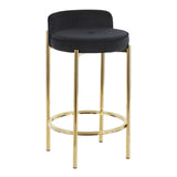 Chloe Contemporary Counter Stool in Gold Metal and Black Velvet by LumiSource - Set of 2