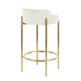 Chloe Contemporary Counter Stool in Gold Metal and White Velvet by LumiSource - Set of 2