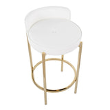 Chloe Contemporary Counter Stool in Gold Metal and White Faux Leather by LumiSource - Set of 2