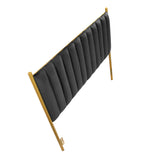 Chloe Contemporary/Glam Headboard in Gold Steel and Black Velvet by LumiSource
