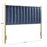 Chloe Contemporary/Glam Headboard in Gold Metal and Blue Velvet by LumiSource