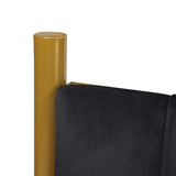 Chloe Contemporary/Glam King Headboard in Gold Steel and Black Velvet by LumiSource