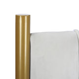 Chloe Contemporary/Glam King Headboard in Gold Steel and Cream Velvet by LumiSource