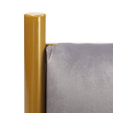 Chloe Contemporary/Glam King Headboard in Gold Steel and Grey Velvet by LumiSource