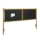 Chloe Contemporary/Glam King Headboard in Gold Steel and Sage Green Velvet by LumiSource