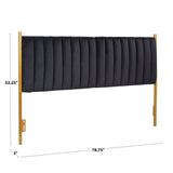 Chloe Contemporary/Glam King Headboard in Gold Steel and Black Velvet by LumiSource