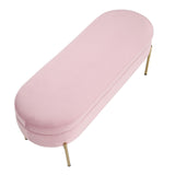Chloe Contemporary/Glam Storage Bench in Gold Metal and Blush Pink Velvet by LumiSource